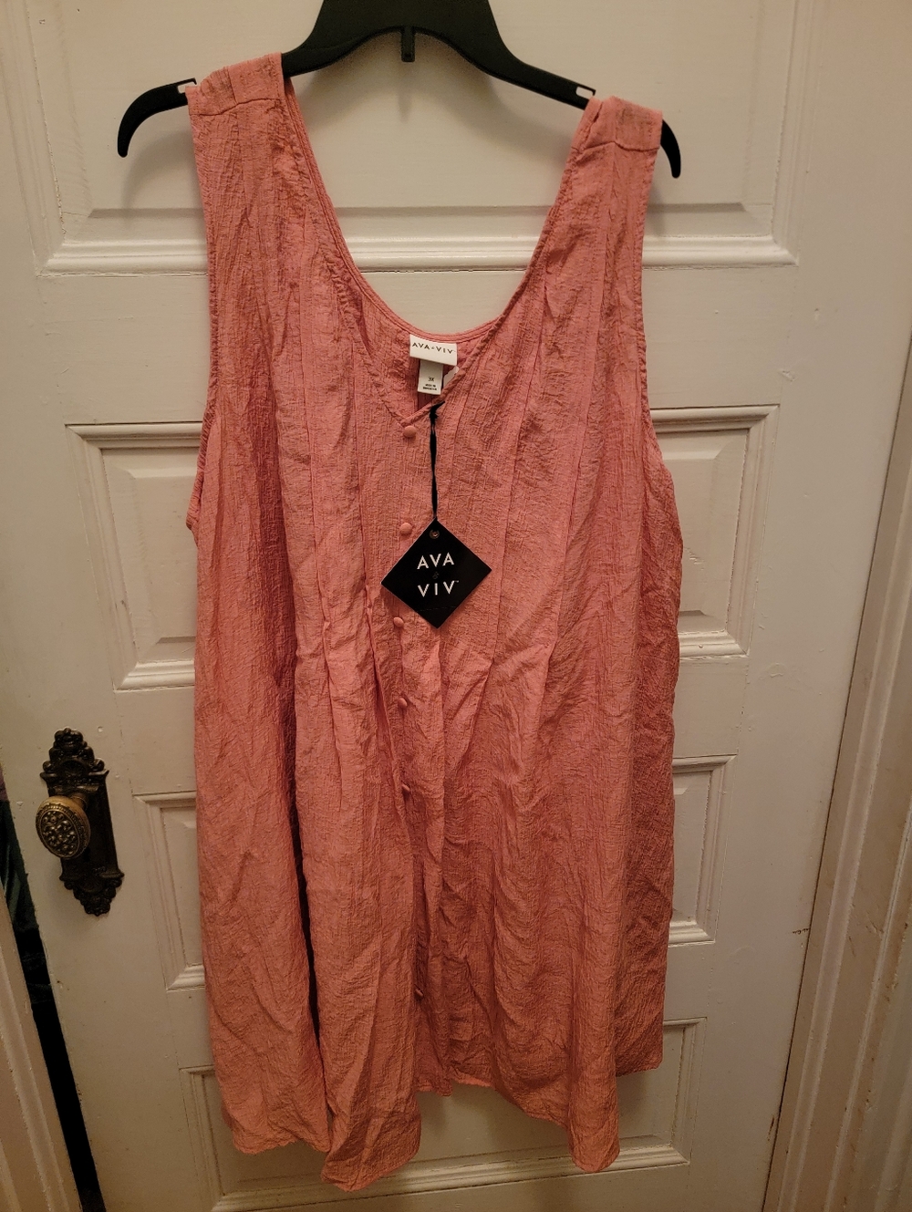 Ava & Viv Coral Textured Sleeveless Tunic 3X